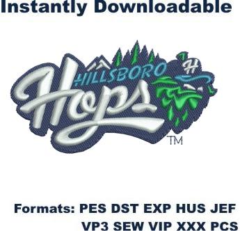hillsboro hops wordmark logo embroidery design